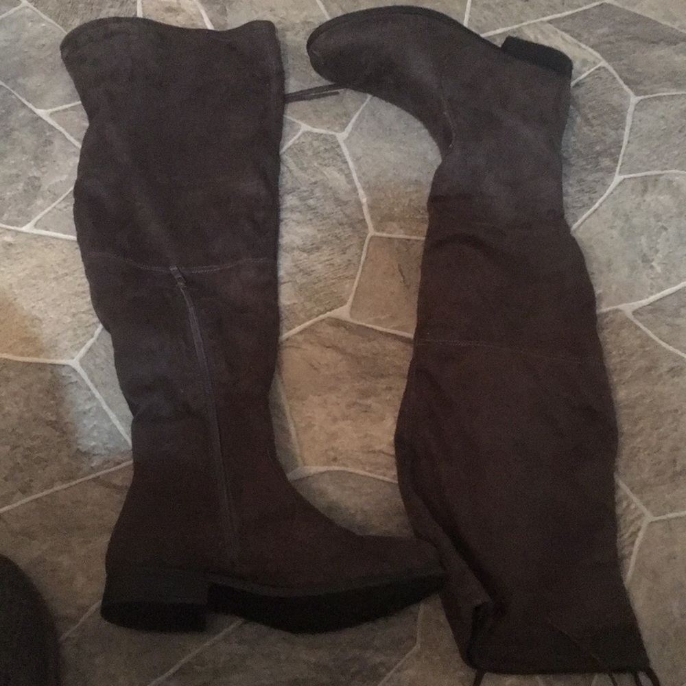 Over the knee gray boots
